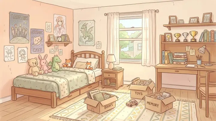Unpacking — the childhood bedroom
