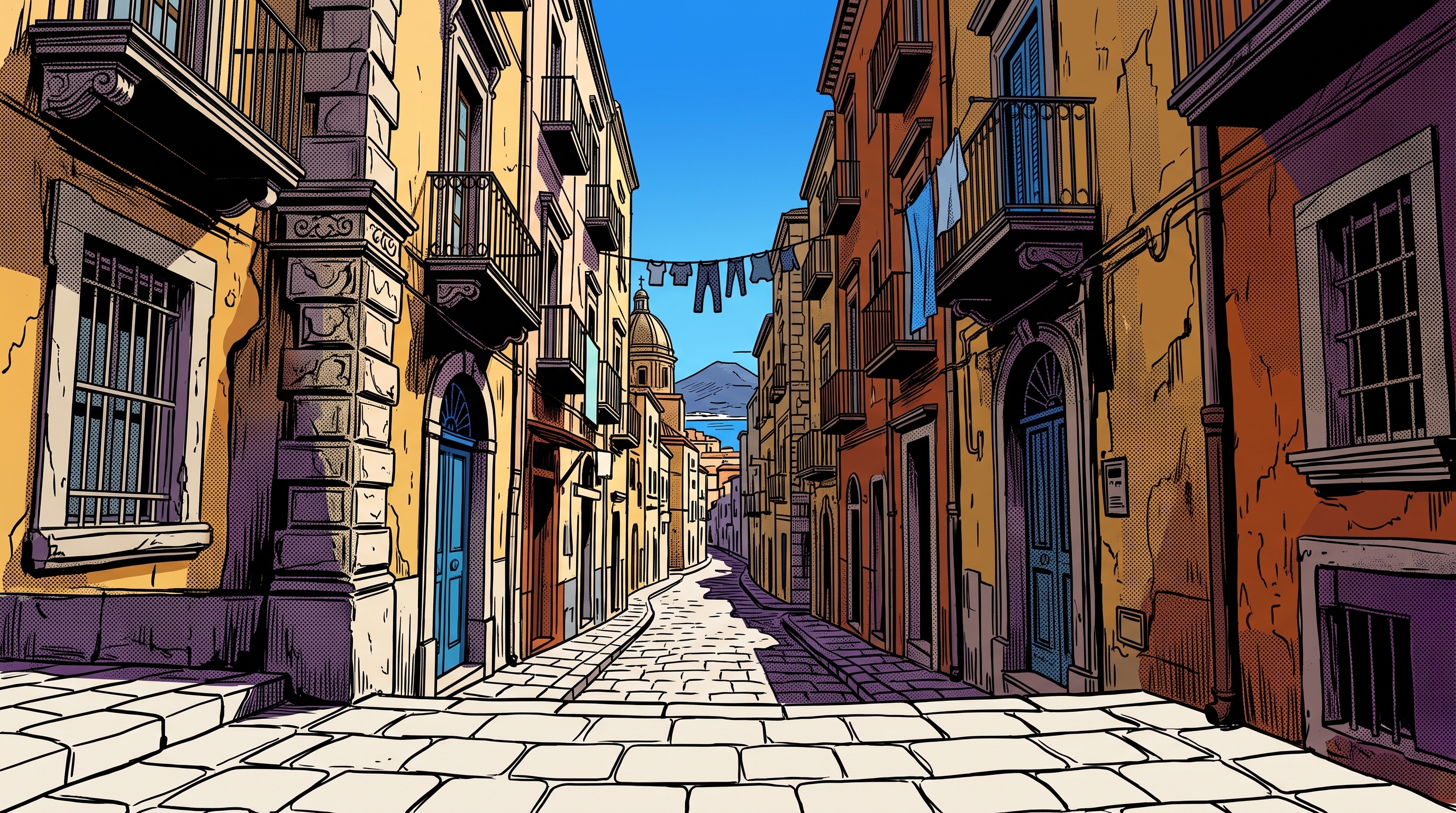 Naples narrow street background