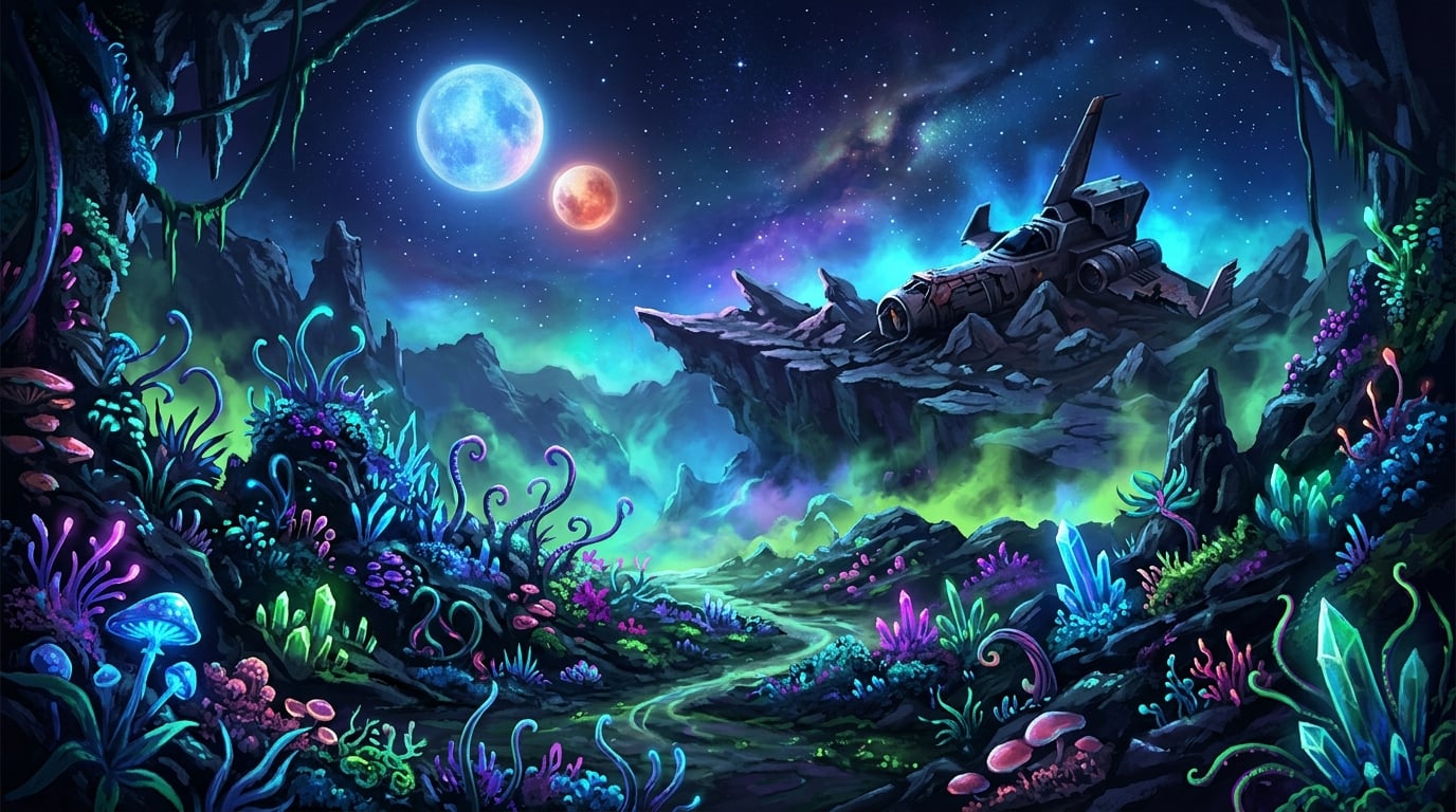 Scene background — crash site night