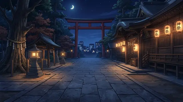Captains Circle shrine courtyard — scene background
