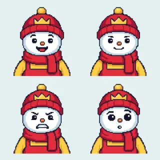 Dependiente Snow King — lámina de retratos de cuatro estados de ánimo