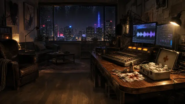 Scene background — the apartment interior at night