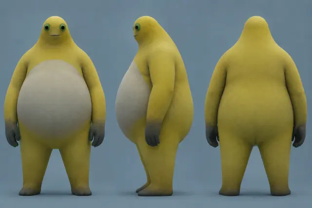 黄色い人型のキャラクターターンアラウンドシート