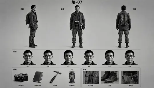 Creador de personajes de novela con IA — Bureau Nine: hoja de referencia completa de la investigadora Jiao-07