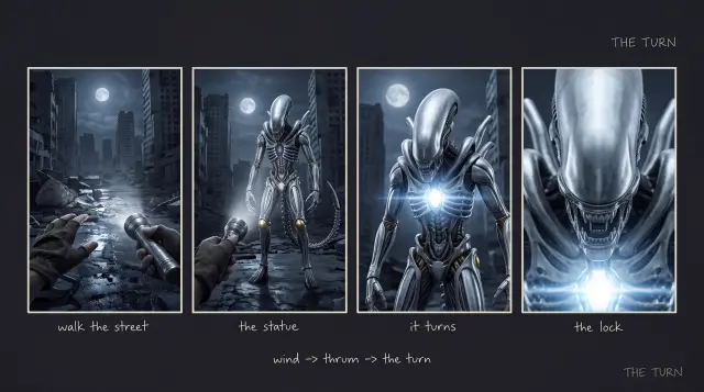 Fotograma de referencia — storyboard «The Turn»