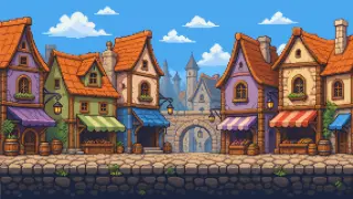 对角巷 Diagon Alley — scene artwork by day