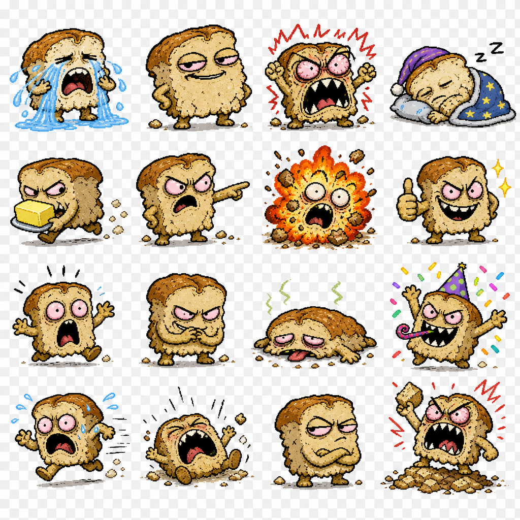 Example — furious bread goblin sticker pack
