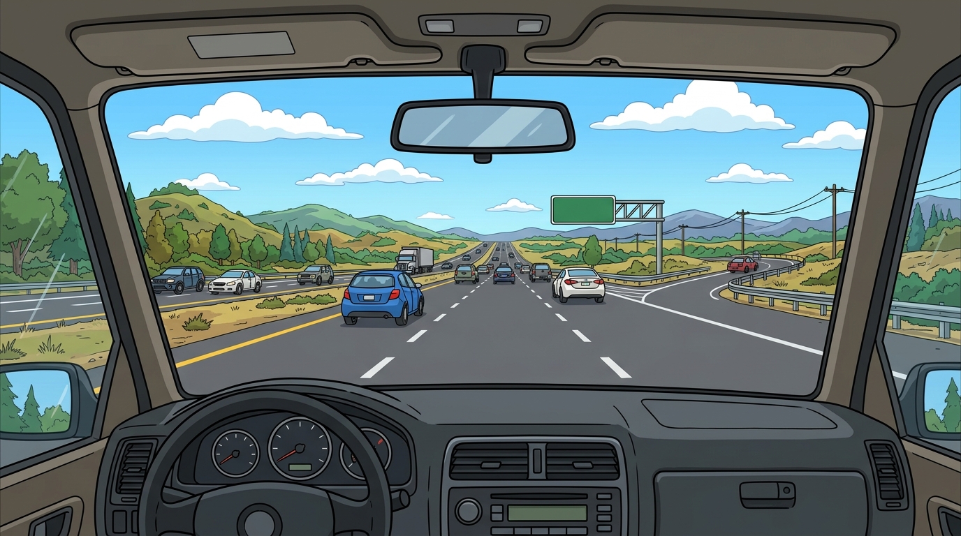 I-95 station wagon view — scene background