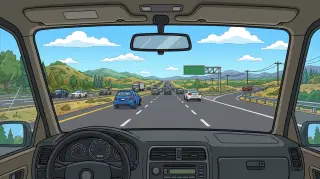 I-95 station wagon view — scene background