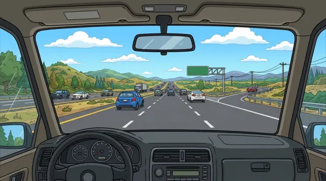 I-95 station wagon view — scene background