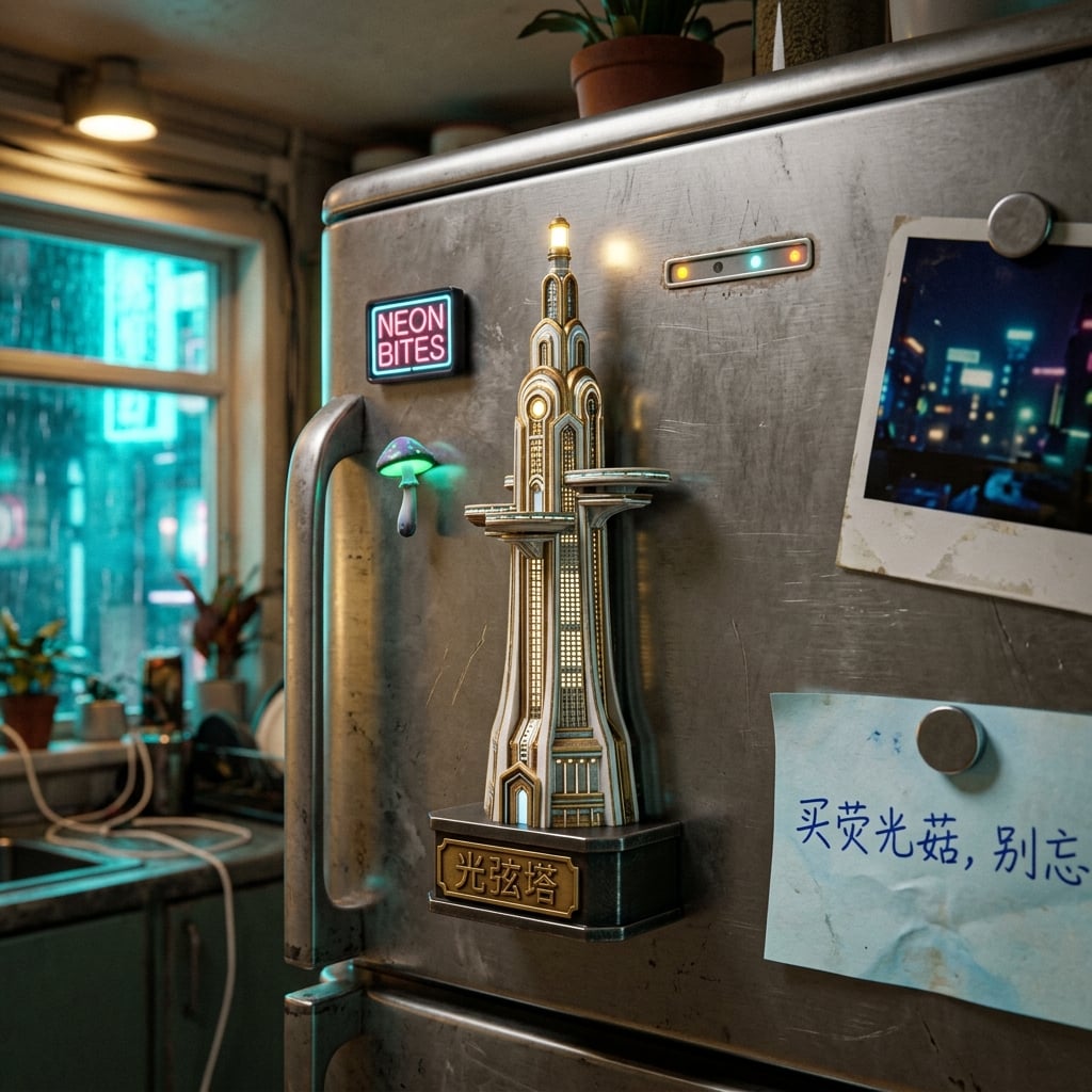 Location Fridge Magnet — Neon Abyss LuminChord Spire sample