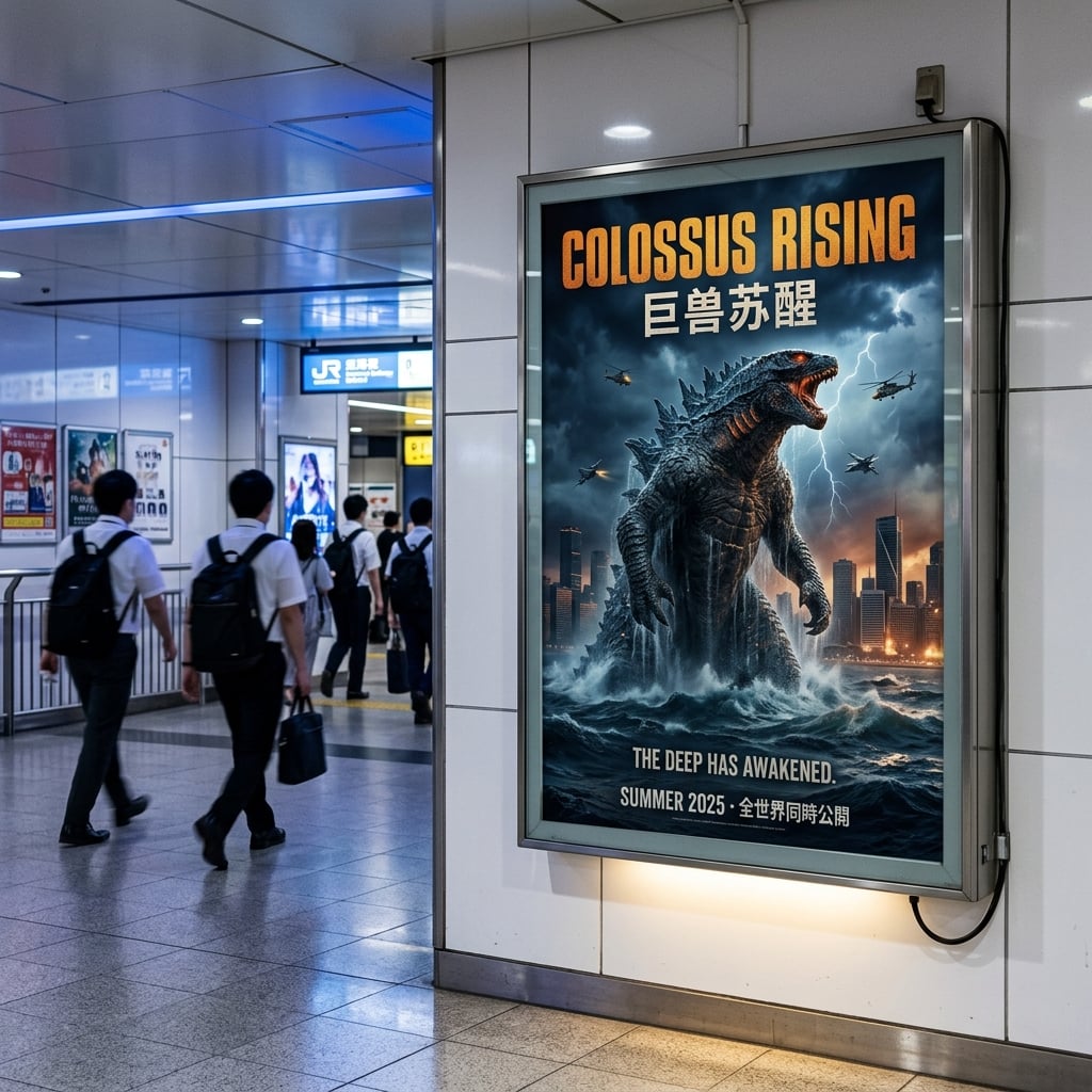 Kinoplakat — Kaiju-Lichtkasten: Retro-Science-Fiction-Poster