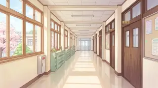 April Lie — junior high school corridor
