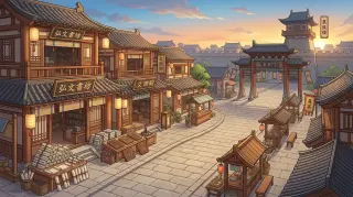 Librería del Mercado Oriental al Amanecer — mapa de capítulo jugable