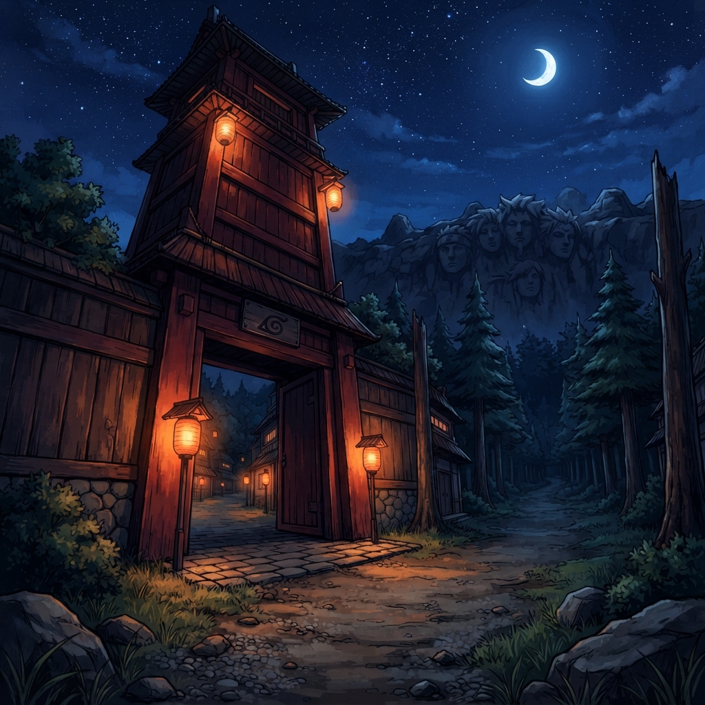 Konoha-Tor bei Nacht – Hintergrund