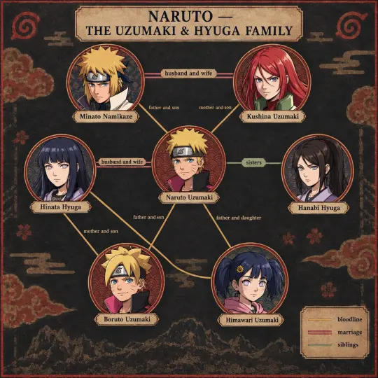 Naruto Family Tree — Uzumaki, Uchiha, Hyuga and Senju Networks