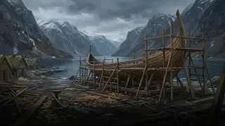 Fjord shipyard — scene background