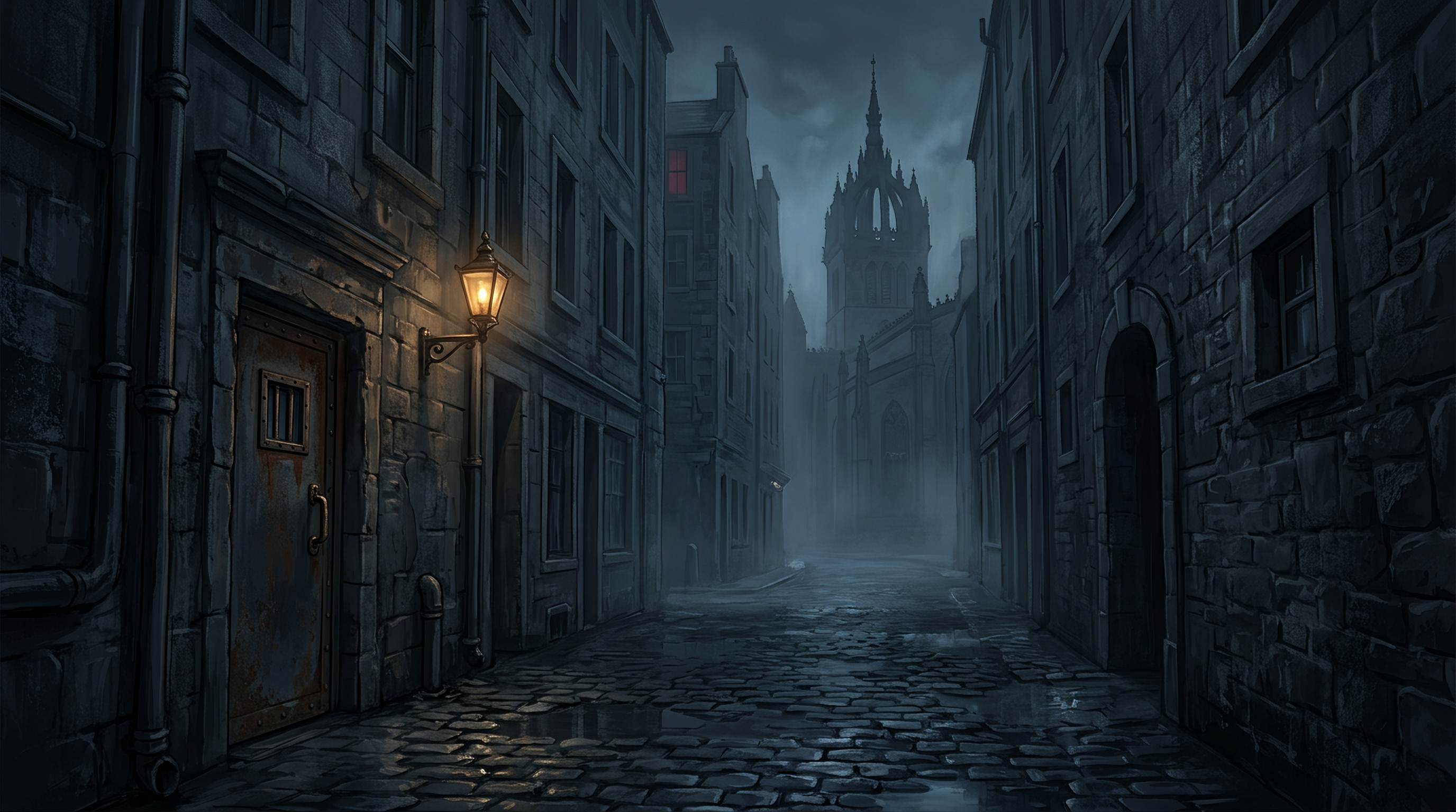 Fondo de escena: callejón de servicio de Edimburgo