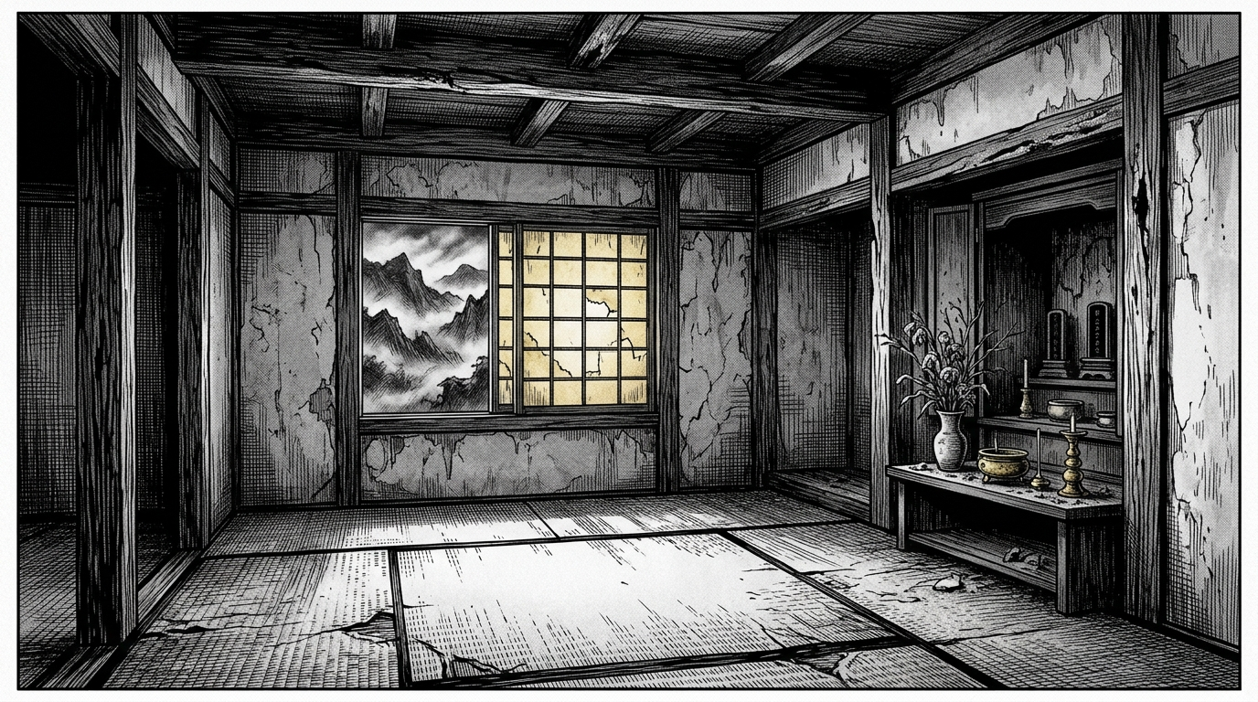 Fond de la maison abandonnée