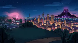 小镇村之夜 — 标题画面背景