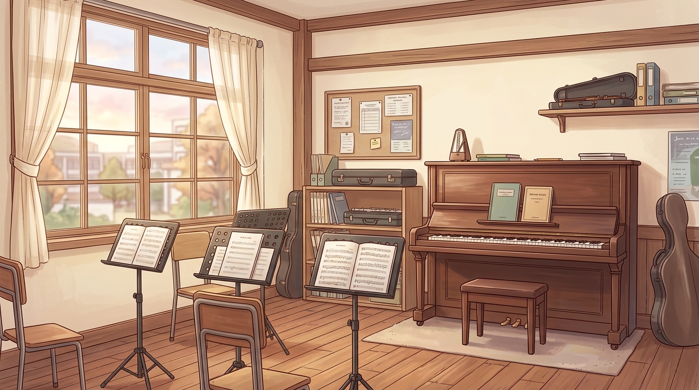 Musikraum nach der Schule – Hintergrund