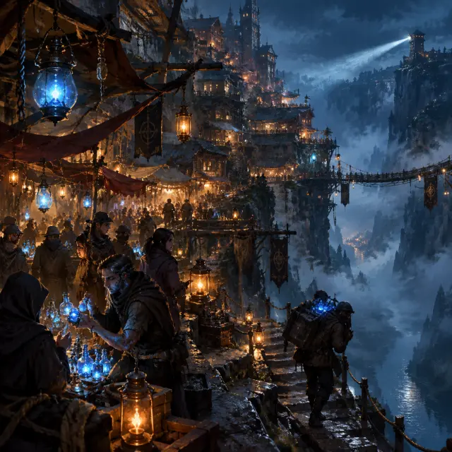 Duskhollow, the Tithe-Line Market — Key Visual (GPT Image 2)