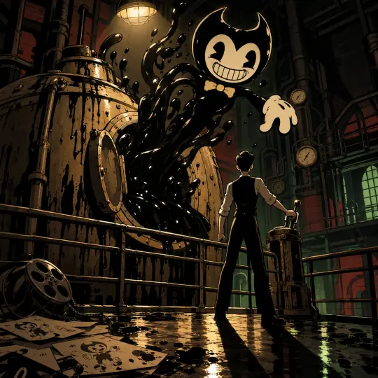 The Machine Is Switched On — Bendy Event-Key-Visual (GPT Image 2)
