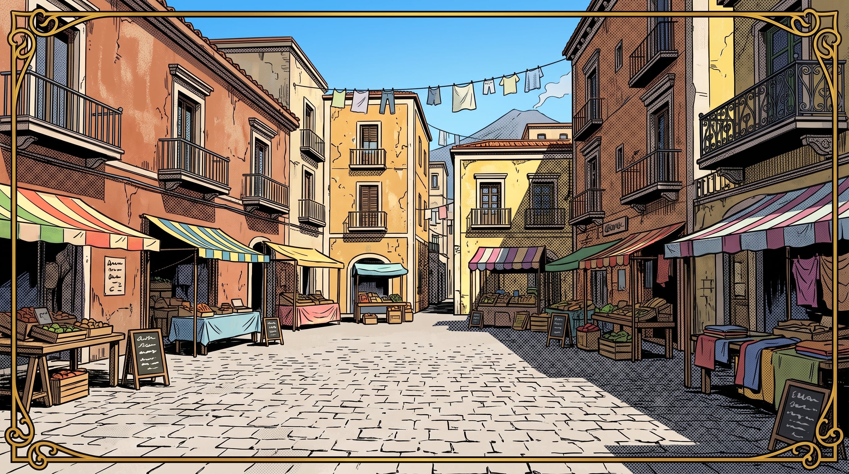 Naples market plaza background