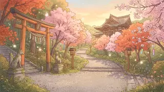 Fox Shrine — Mikage Shrine title background at golden hour