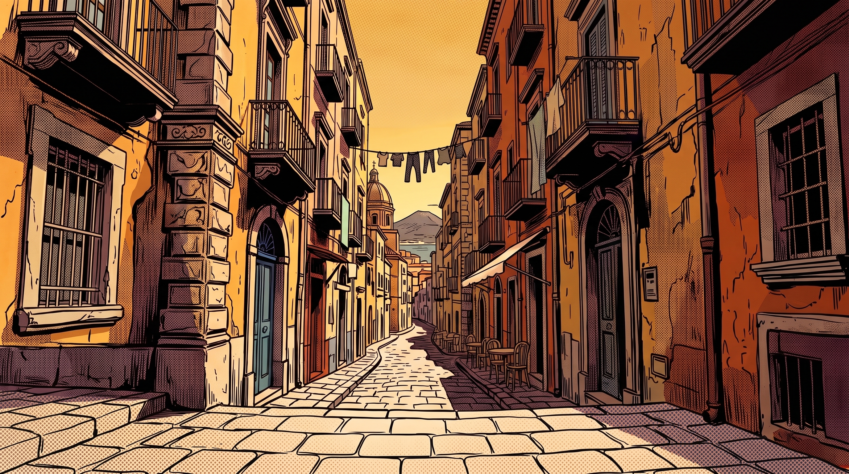 Alley cafe exterior background