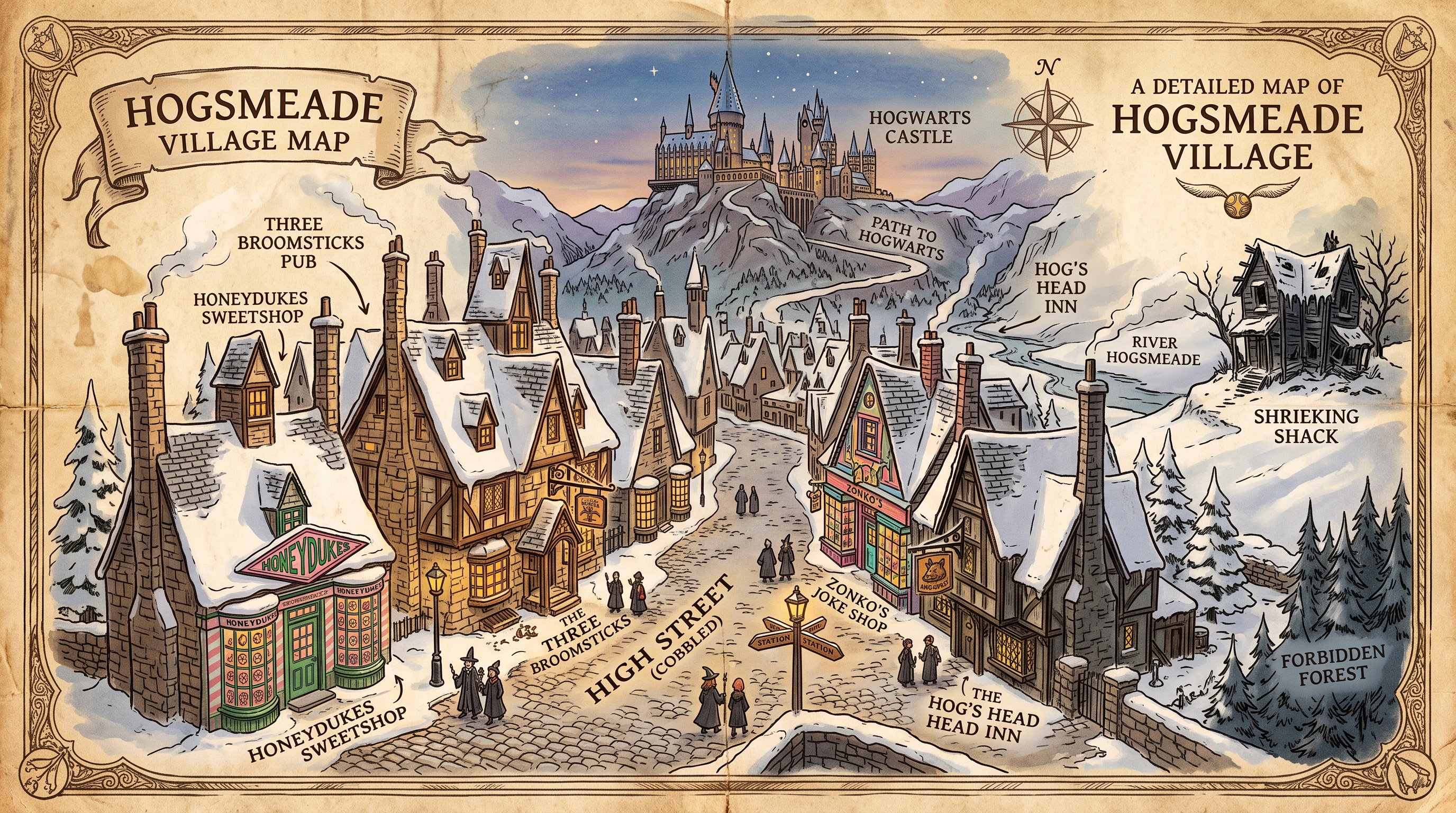 Detailkarte des Dorfs Hogsmeade – Szenen-Hintergrund