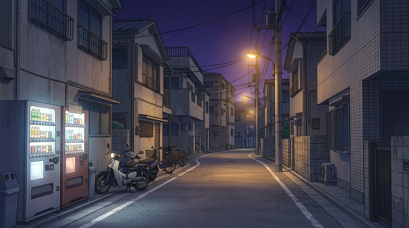 东京暗巷夜景背景