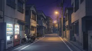 夜间的东京小巷 —— 场景背景