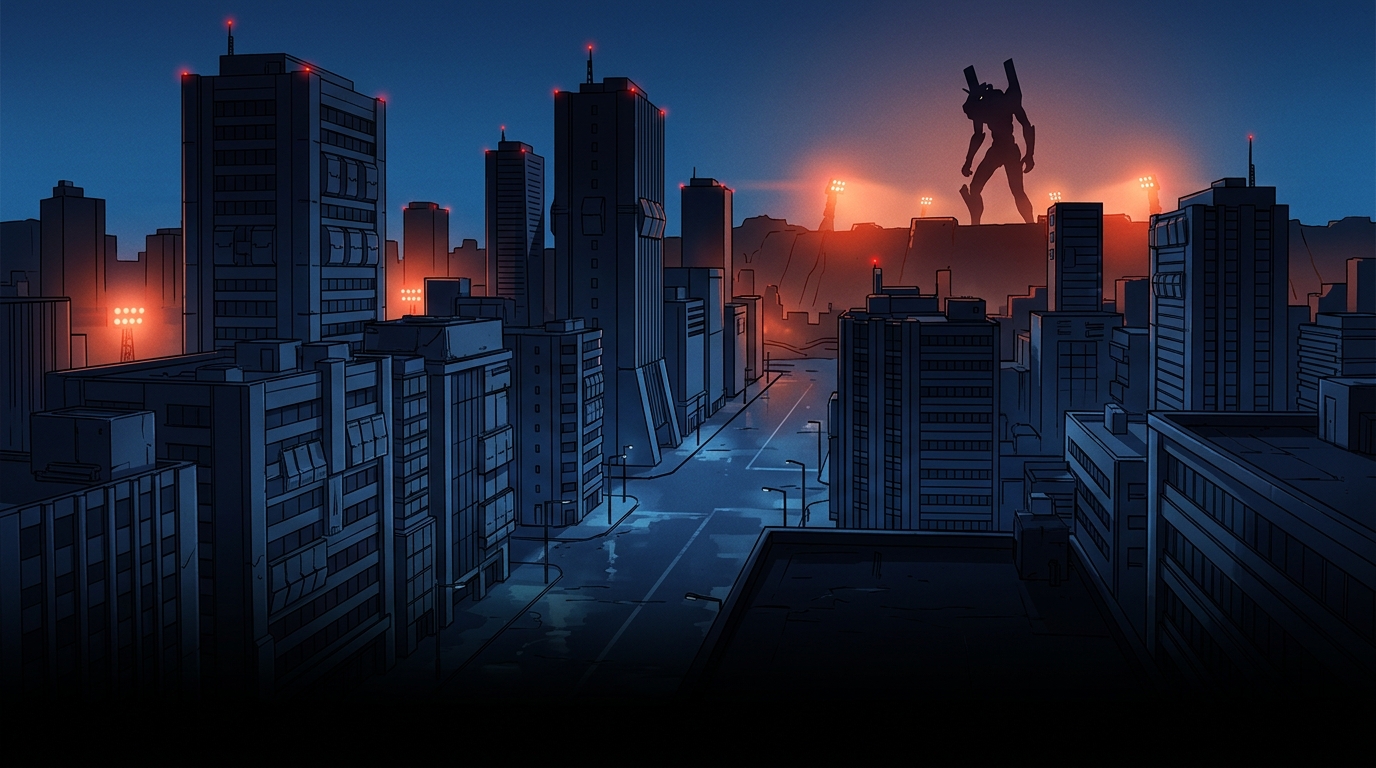 Tokyo-3 night skyline — title key art