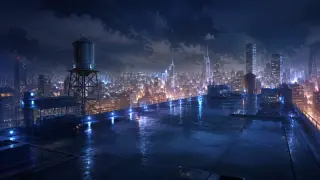 Scene background — the empty hospital rooftop at night