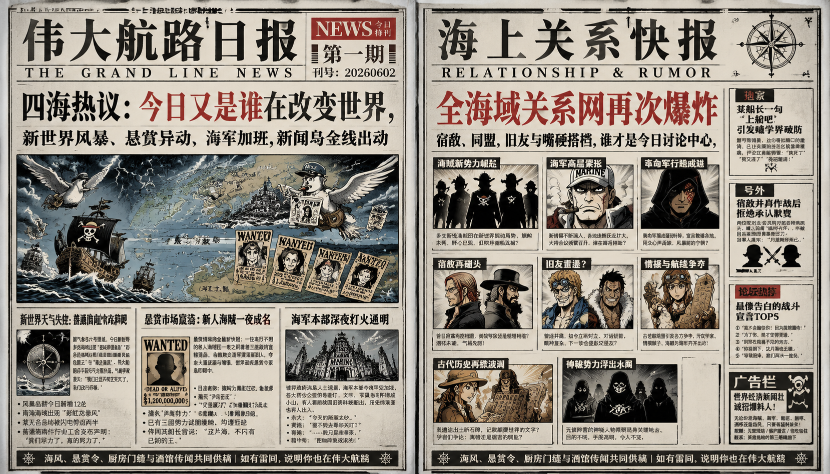 偉大航道日報 — 世界新聞跨頁