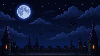 天文塔顶 the Astronomy Tower roof — scene artwork at night