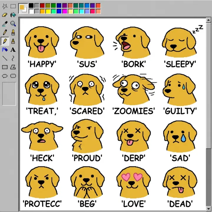 Der beste KI-Anime-GIF-Ersteller (kostenlos) — MS-Paint-Stickerpaket: 16 Ausdrücke
