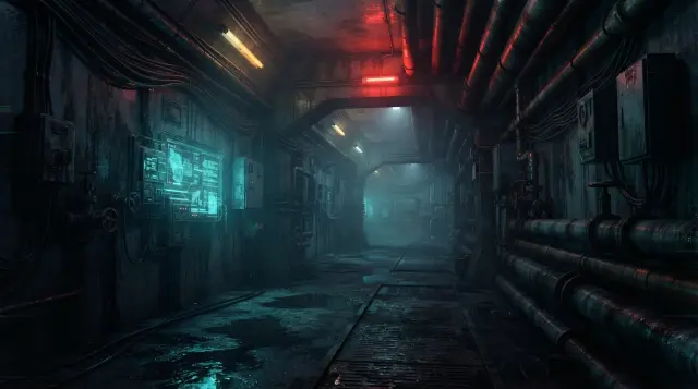 El túnel de servicio de mantenimiento — arte de escenario de Cyberpunk Heist