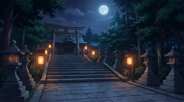Musashi Shrine at night — scene background