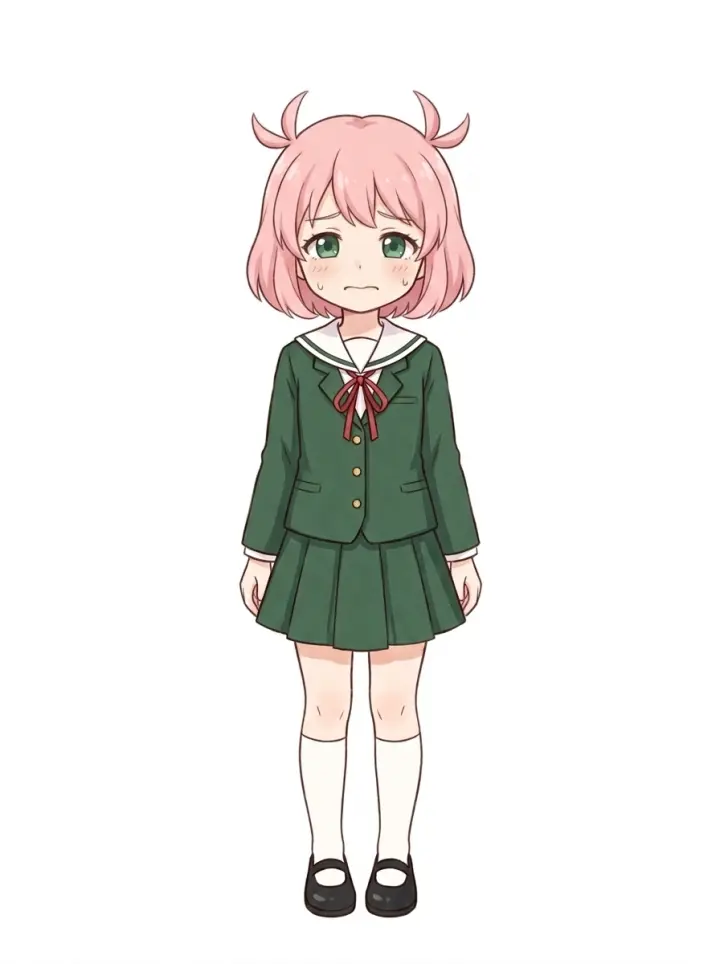 Anya Forger worried anime portrait — Spy x Family Simulator
