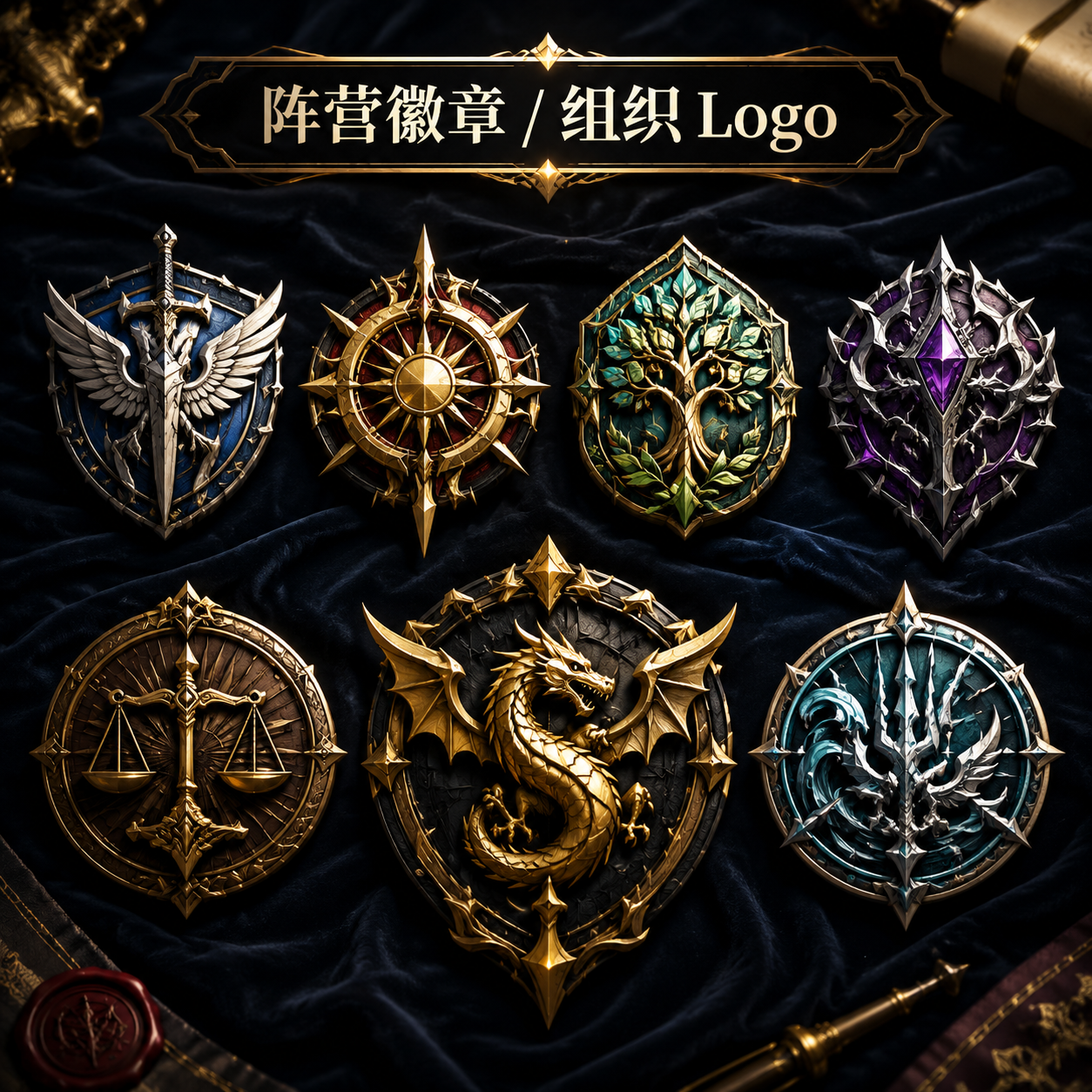 Template showcase — 阵营徽章 / 组织 Logo
