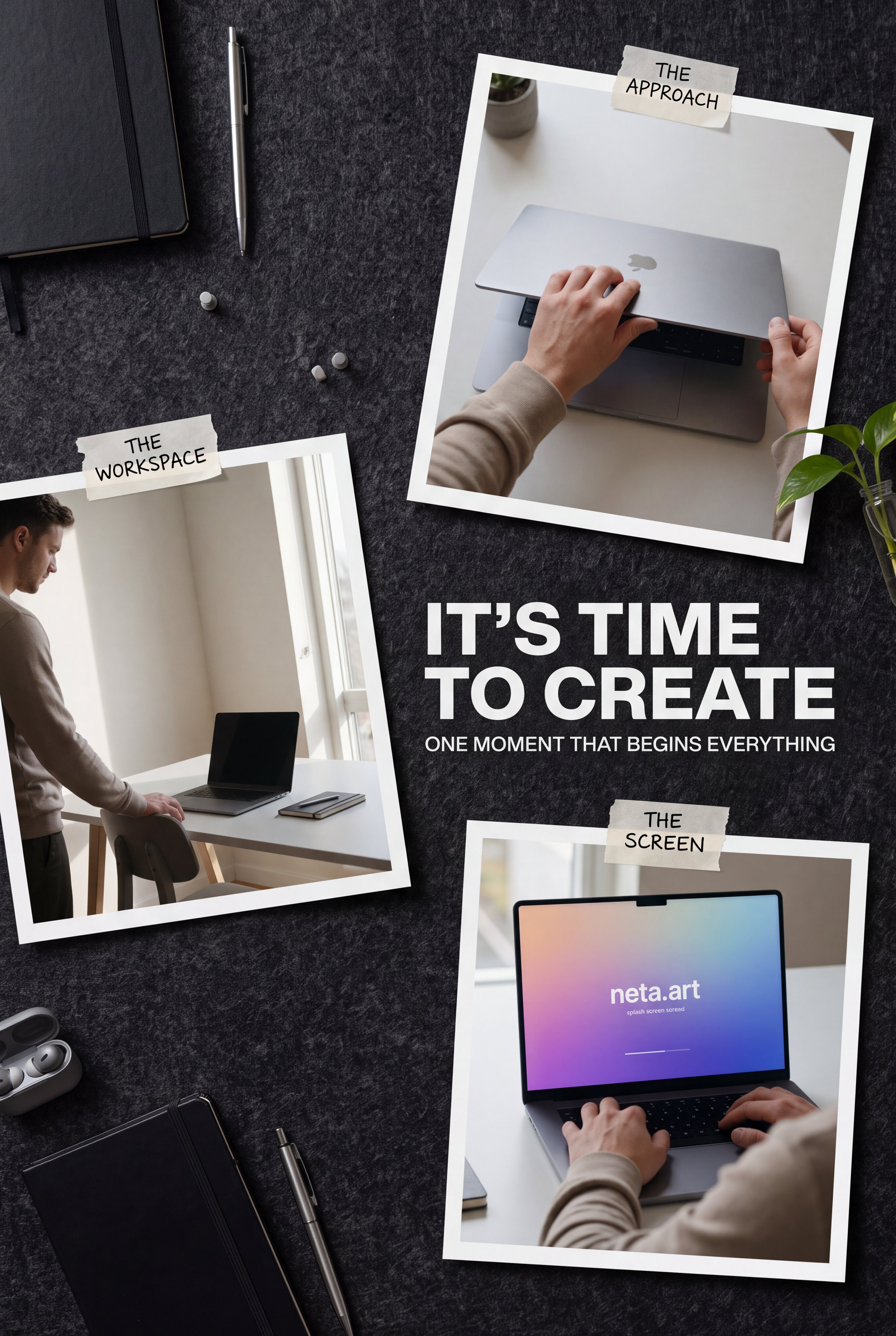 Referenzbild — Key-Art „It’s Time to Create“ als Anschlagbrett