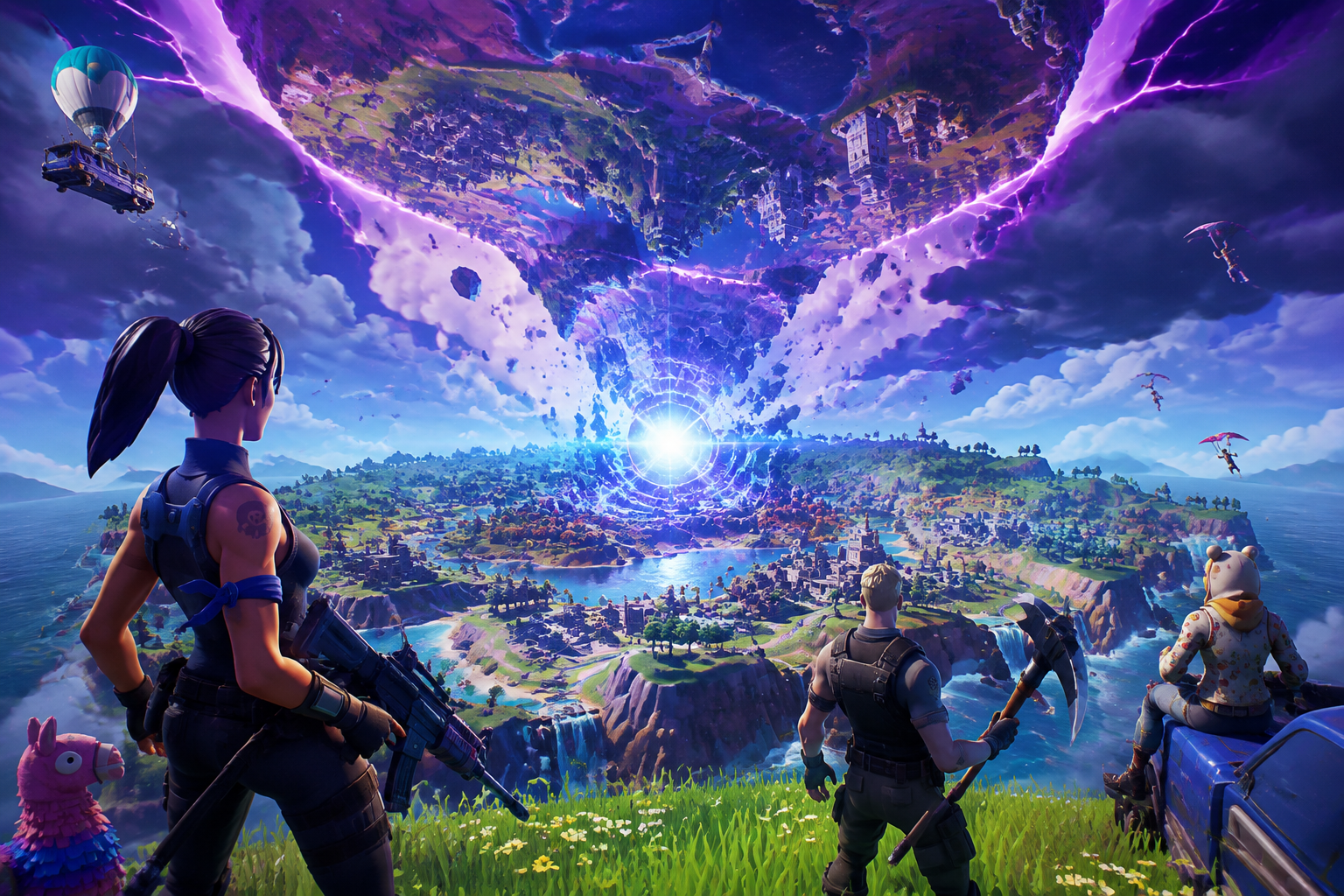 Fortnite: Fracturefall — Battle Royale World, Zero Point, and AI Key Art