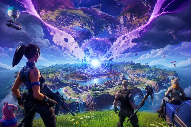 Fortnite: Fracturefall — Battle-Royale-Welt, Zero Point und KI-Key-Art