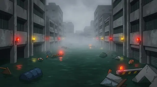 My Hero Academia — flooded artificial city