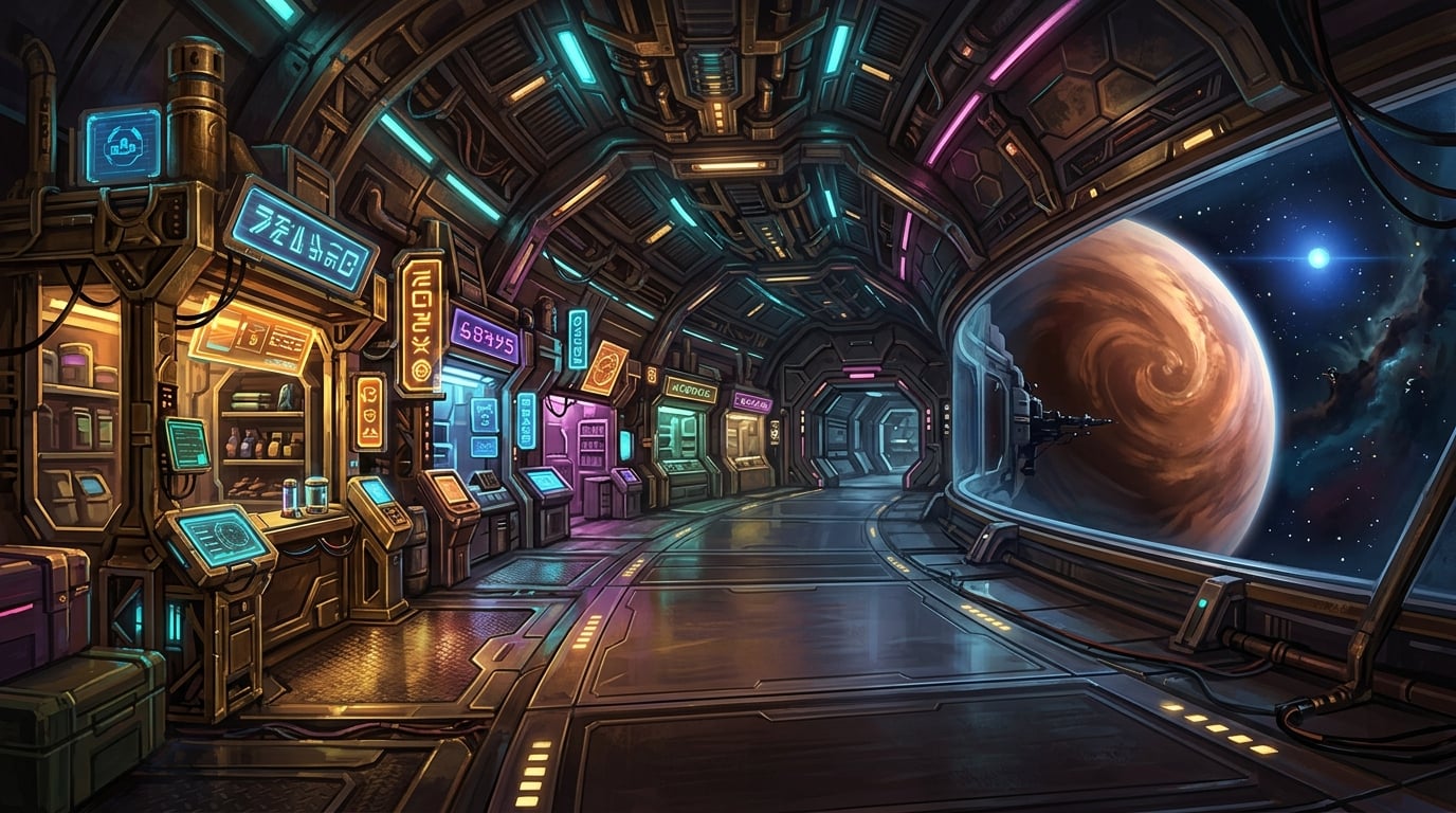 Scene background — space station interior