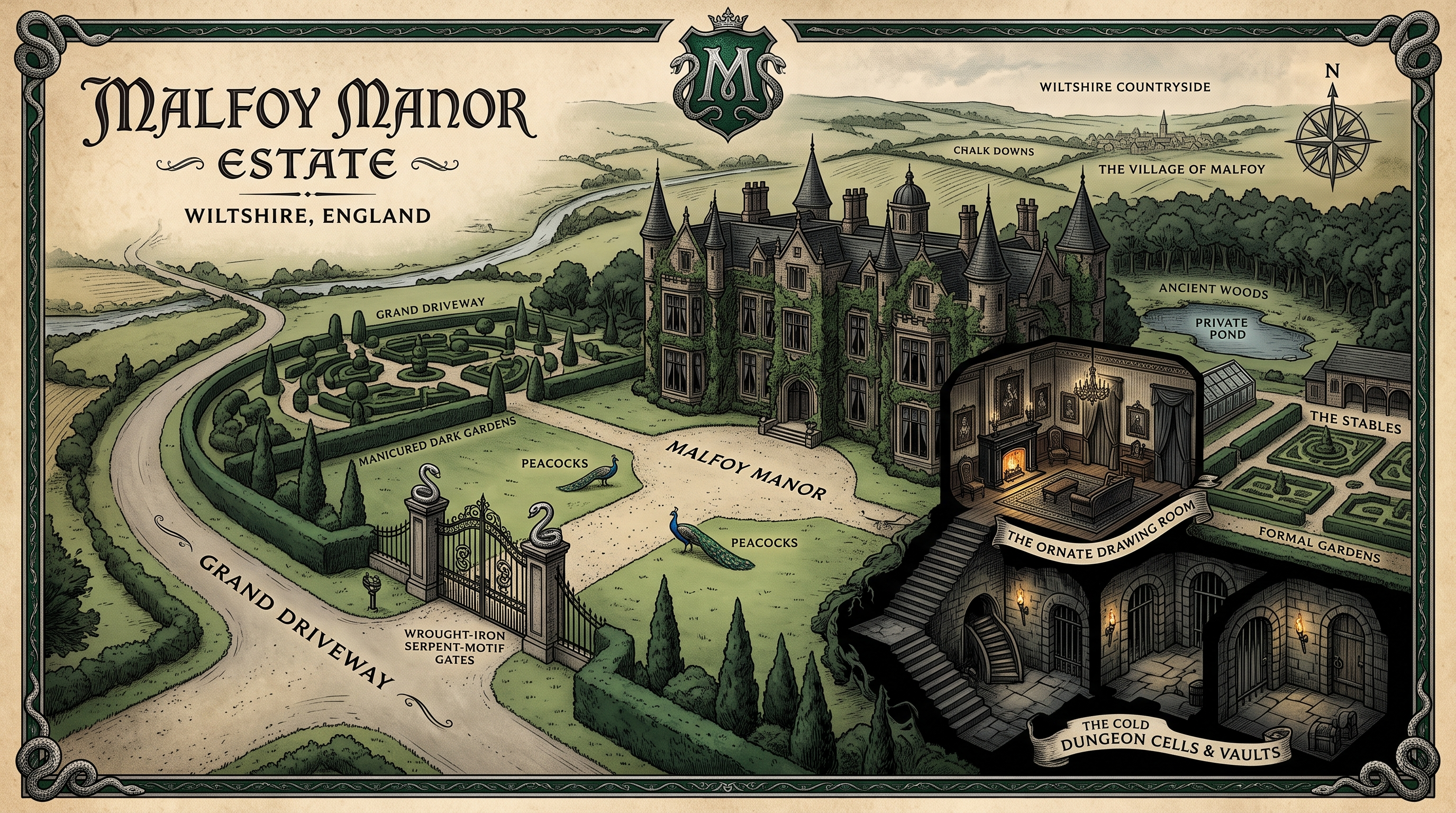 Detailkarte des Malfoy-Anwesens – Szenen-Hintergrund