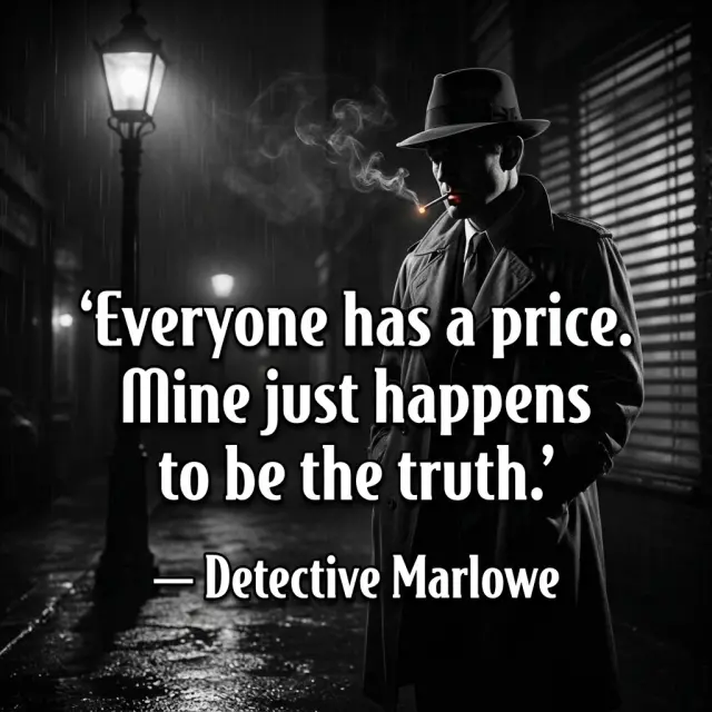 Character Quote Card: Noir Detective — frase contundente de novela negra