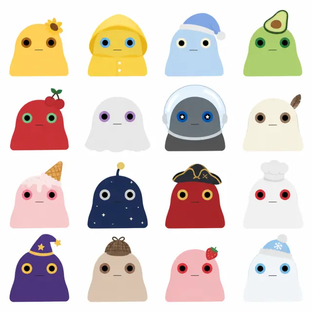 Milk frog avatars — Daily Fantasy set, 16 avatars from one 4×4 generation sheet